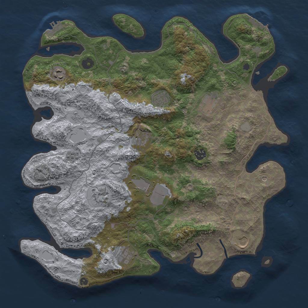 Rust Map: Procedural Map, Size: 4000, Seed: 1581620202, 19 Monuments
