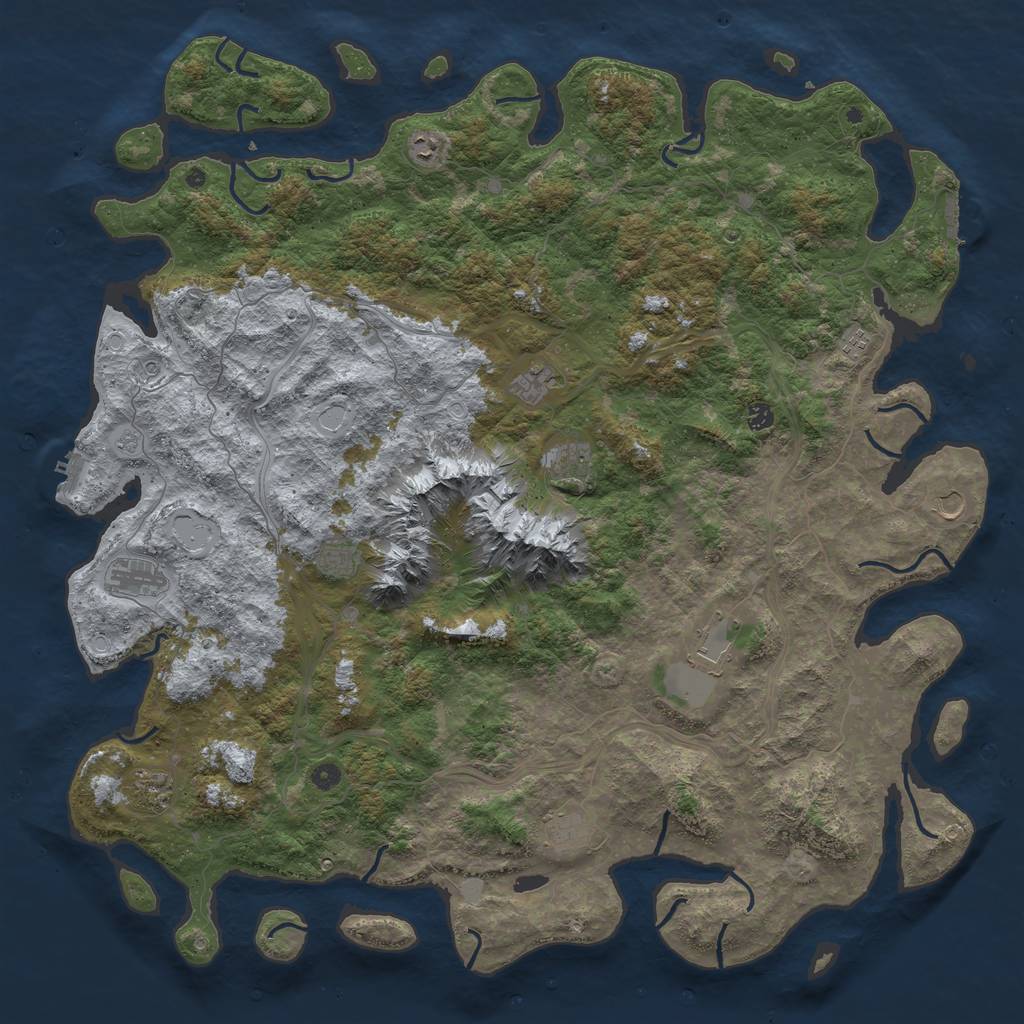 Rust Map: Procedural Map, Size: 5500, Seed: 3486489, 20 Monuments