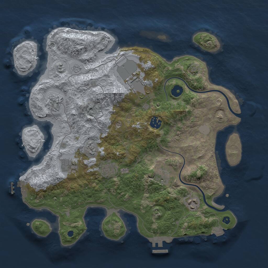 Rust Map: Procedural Map, Size: 3500, Seed: 48889719, 13 Monuments