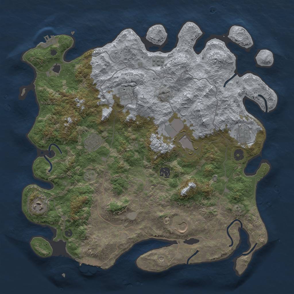 Rust Map: Procedural Map, Size: 4000, Seed: 19984, 17 Monuments