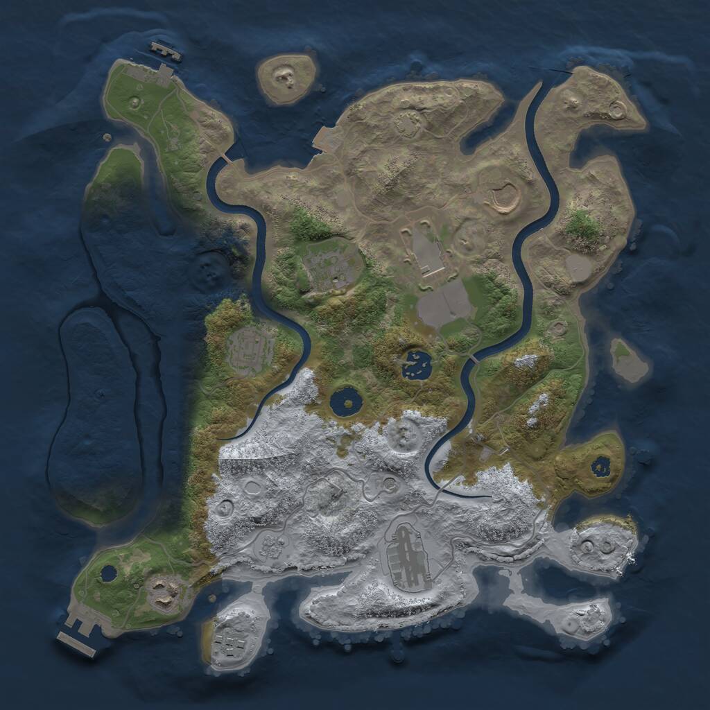Rust Map: Procedural Map, Size: 3500, Seed: 12342, 14 Monuments