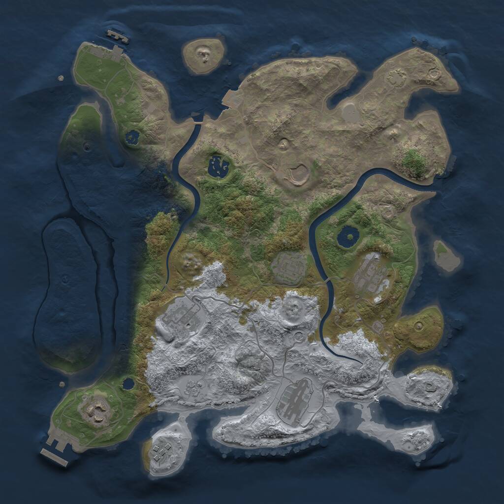 Rust Map: Procedural Map, Size: 3500, Seed: 12342, 14 Monuments