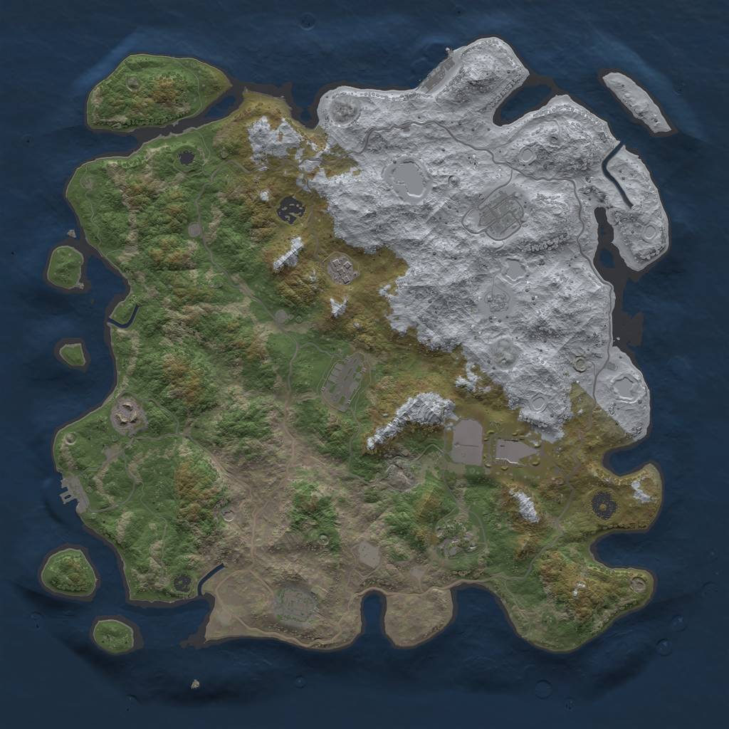 Rust Map: Procedural Map, Size: 4200, Seed: 1265226942, 17 Monuments