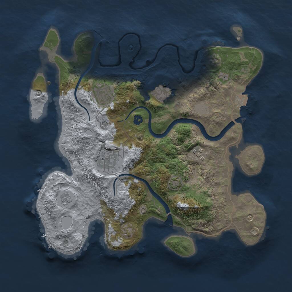 Rust Map: Procedural Map, Size: 3000, Seed: 74847, 8 Monuments