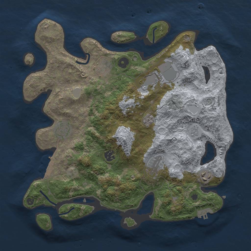 Rust Map: Procedural Map, Size: 3500, Seed: 5619044, 16 Monuments