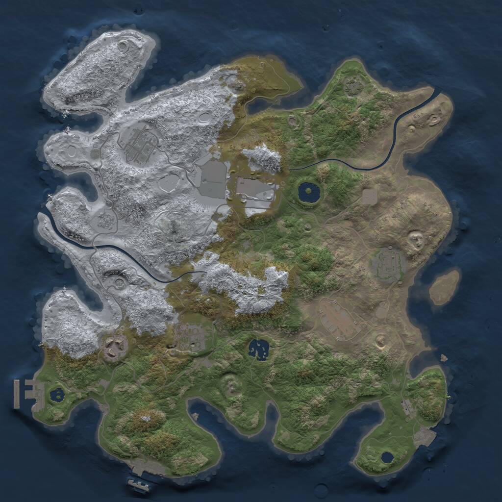 Rust Map: Procedural Map, Size: 3500, Seed: 1648392, 13 Monuments