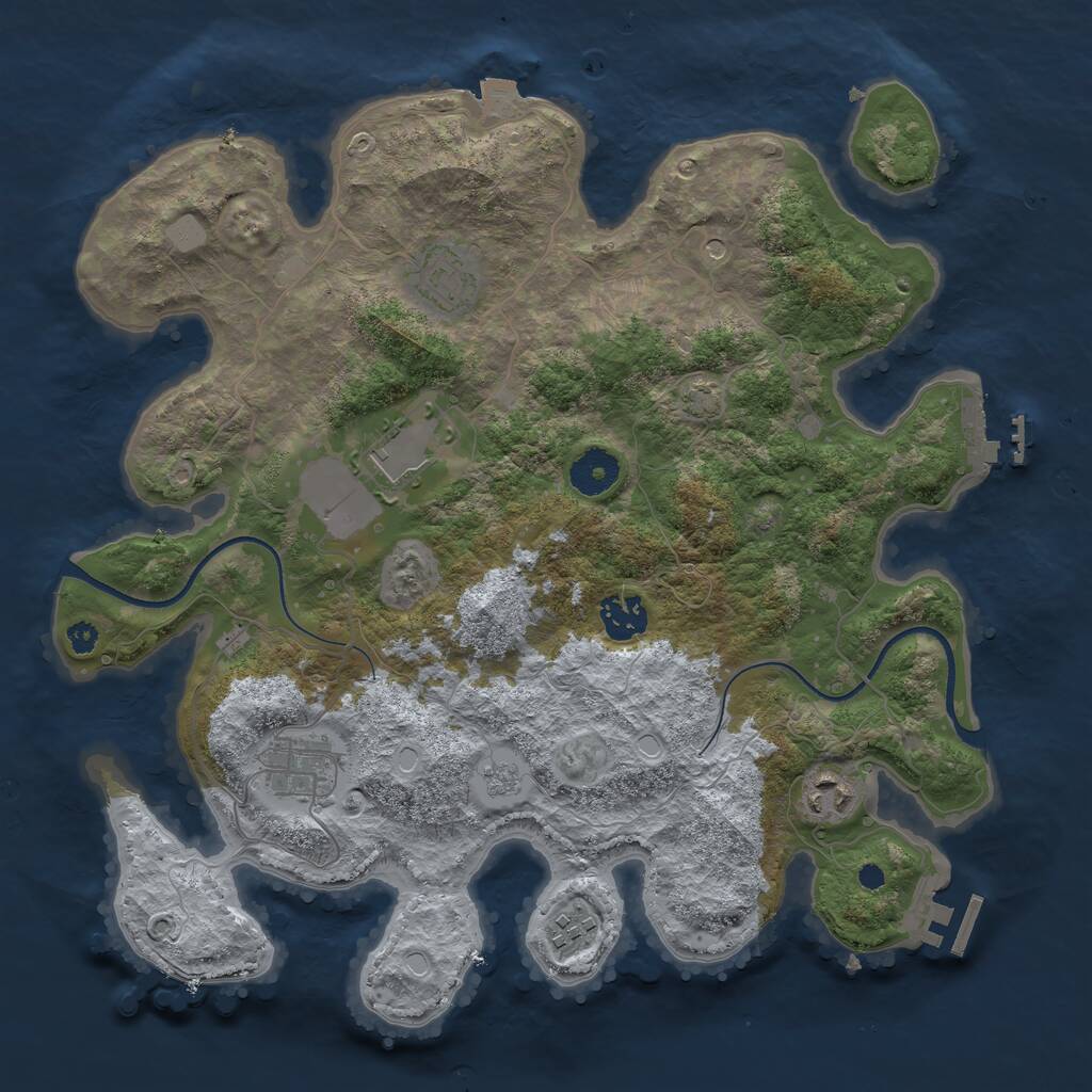 Rust Map: Procedural Map, Size: 3500, Seed: 127841241, 12 Monuments