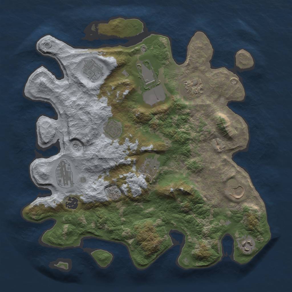 Rust Map: Barren, Size: 3500, Seed: 1250830648, 13 Monuments