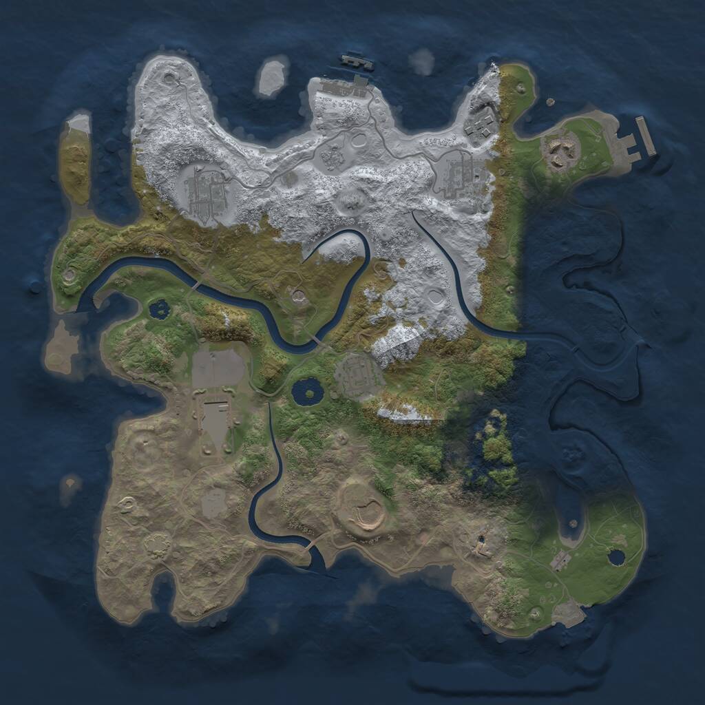 Rust Map: Procedural Map, Size: 3500, Seed: 1162176788, 13 Monuments