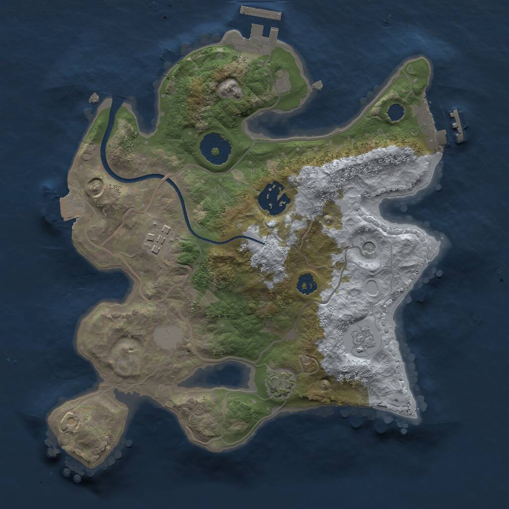 Rust Map: Procedural Map, Size: 2500, Seed: 365165669, 8 Monuments