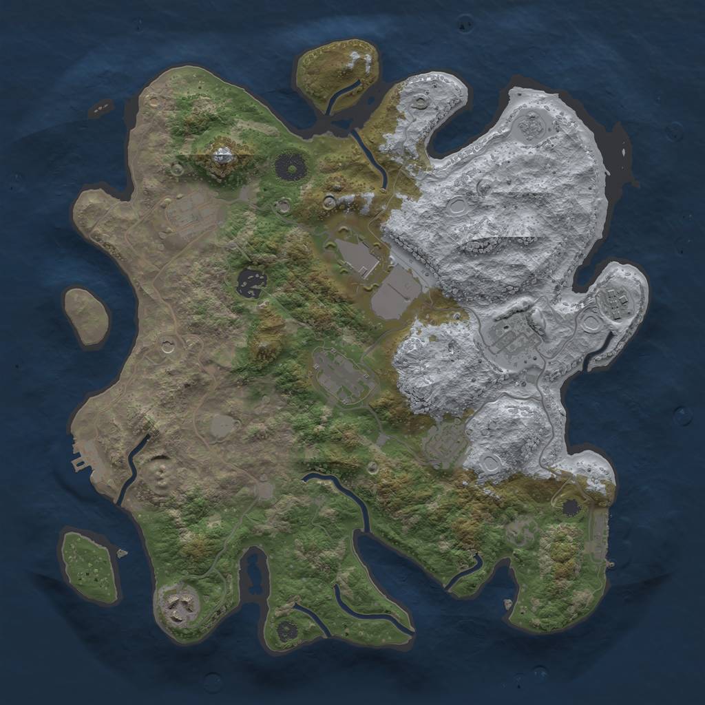 Rust Map: Procedural Map, Size: 3500, Seed: 41419357, 17 Monuments
