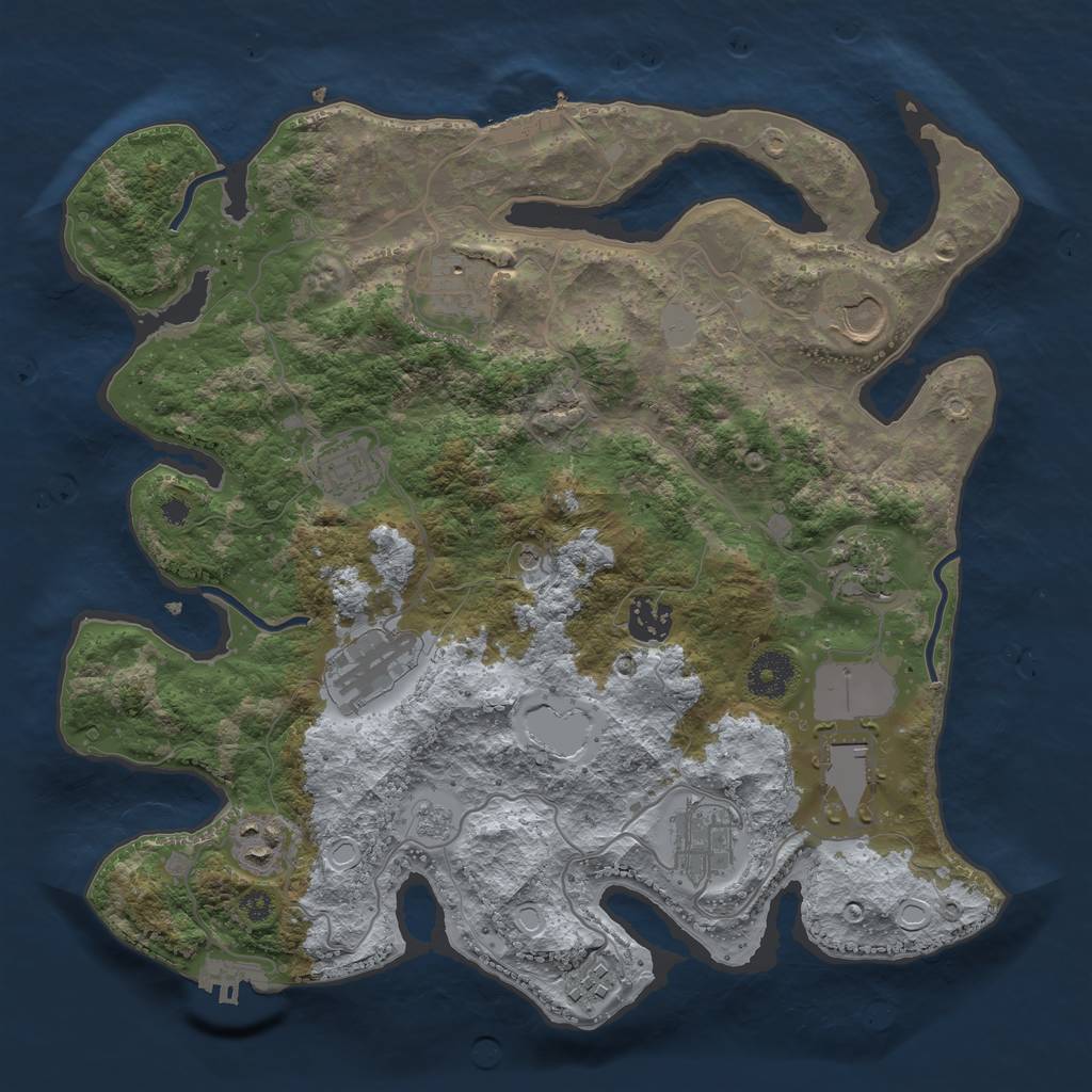 Rust Map: Procedural Map, Size: 3500, Seed: 43639625, 19 Monuments