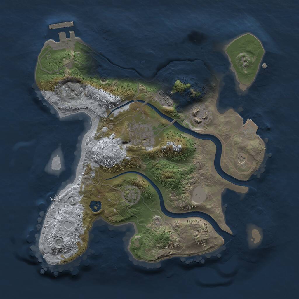 Rust Map: Procedural Map, Size: 2500, Seed: 760128423, 7 Monuments