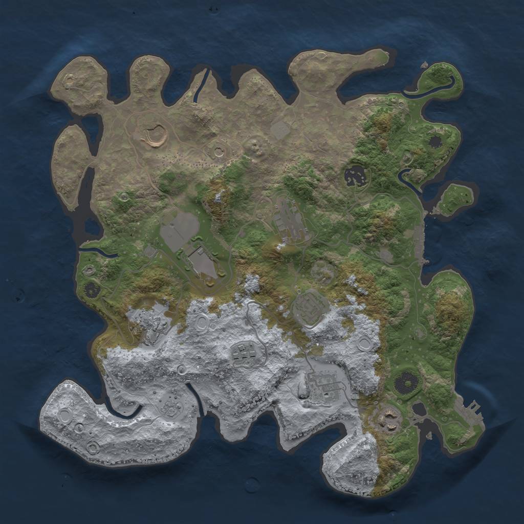 Rust Map: Procedural Map, Size: 3500, Seed: 2140329358, 18 Monuments