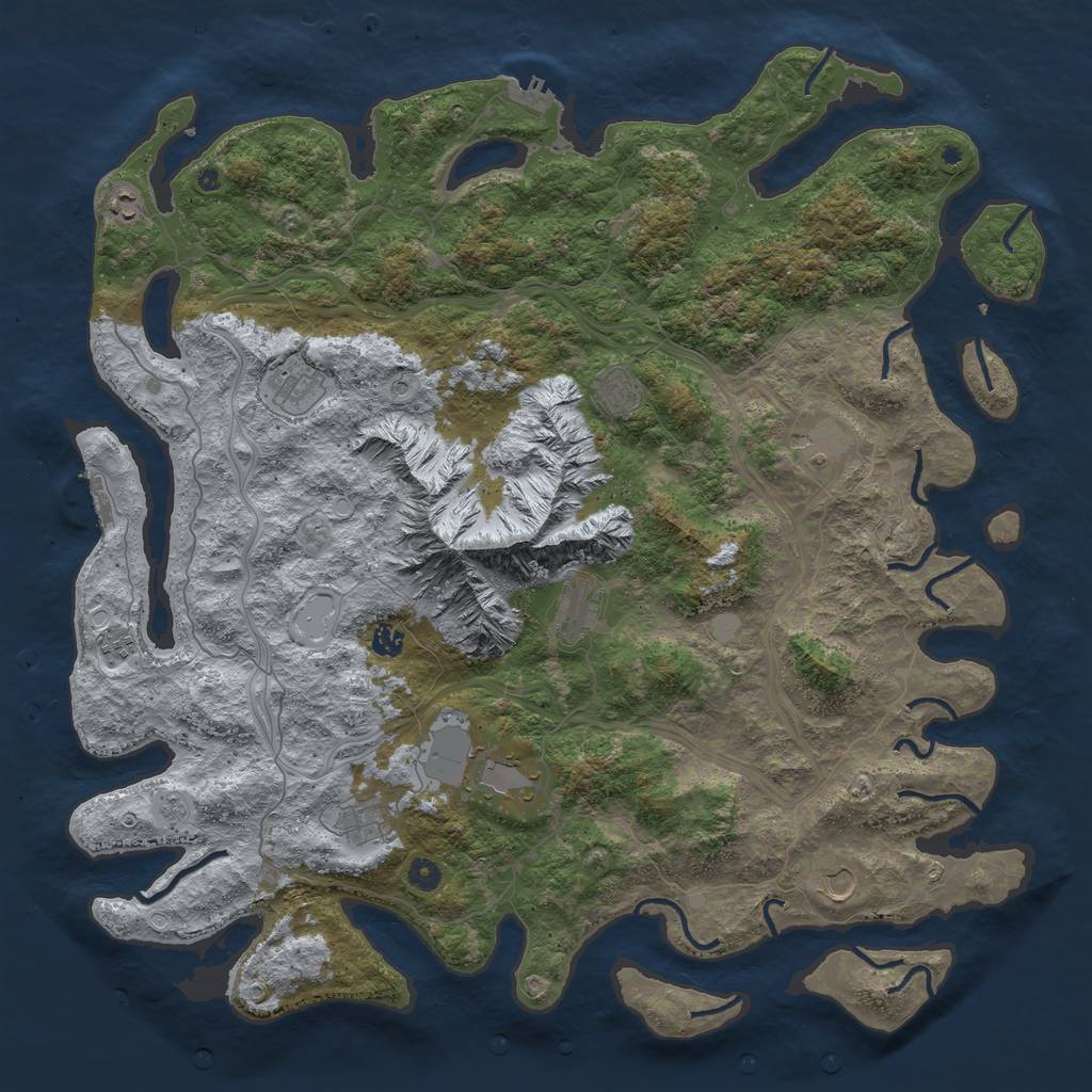Rust Map: Procedural Map, Size: 5000, Seed: 694624562, 19 Monuments