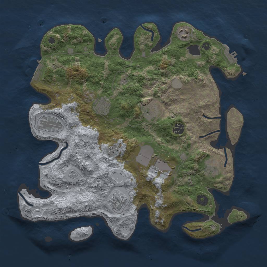 Rust Map: Procedural Map, Size: 3500, Seed: 763709760, 18 Monuments
