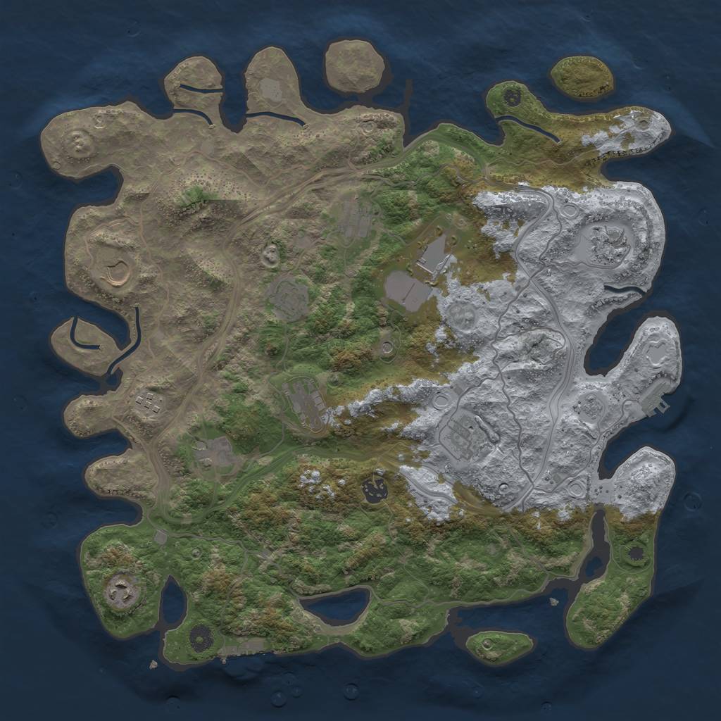 Rust Map: Procedural Map, Size: 4250, Seed: 994689642, 20 Monuments