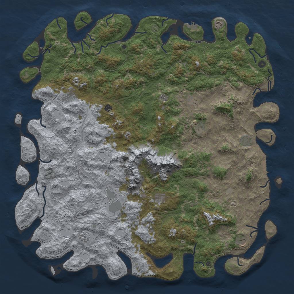 Rust Map: Procedural Map, Size: 6000, Seed: 1273762423, 20 Monuments