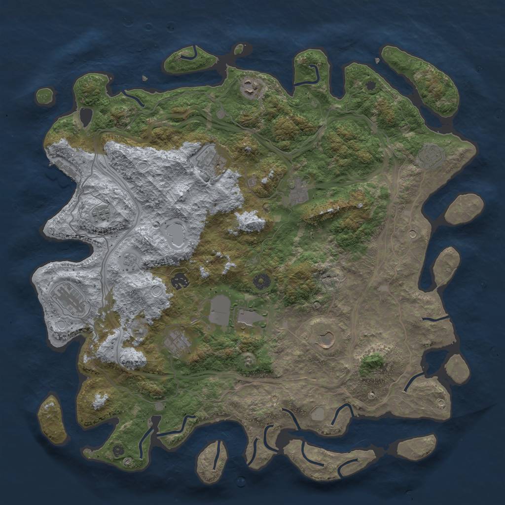 Rust Map: Procedural Map, Size: 4500, Seed: 19782310, 16 Monuments