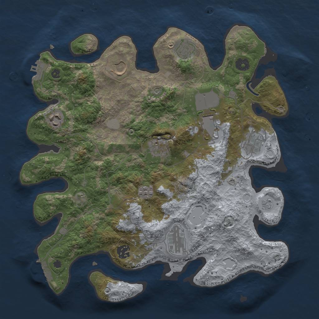 Rust Map: Procedural Map, Size: 3500, Seed: 230882649, 18 Monuments