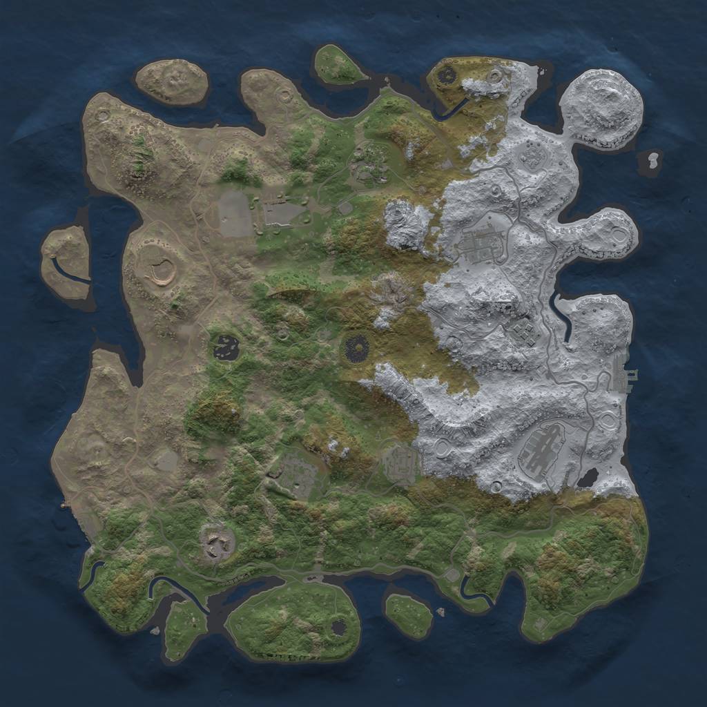 Rust Map: Procedural Map, Size: 4000, Seed: 1178374589, 18 Monuments