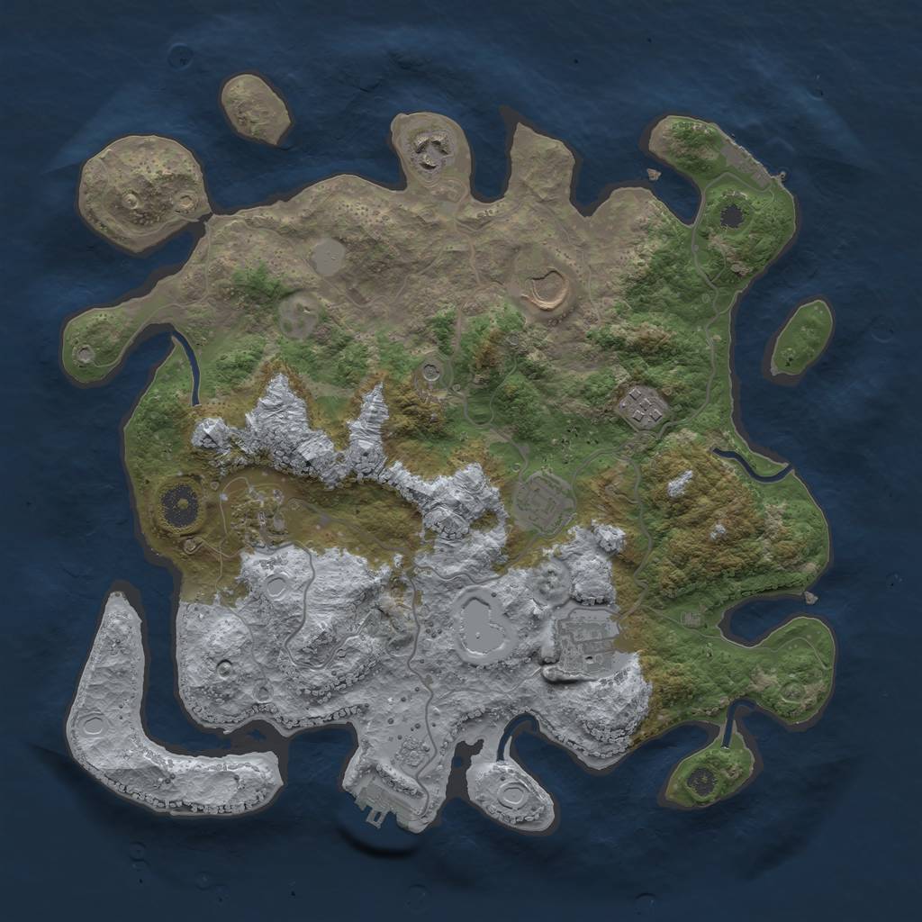 Rust Map: Procedural Map, Size: 3500, Seed: 1433326694, 15 Monuments