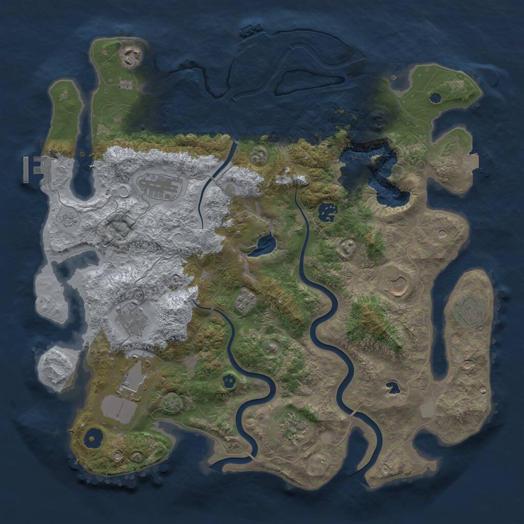 Rust Map: Procedural Map, Size: 4000, Seed: 1850038395, 15 Monuments