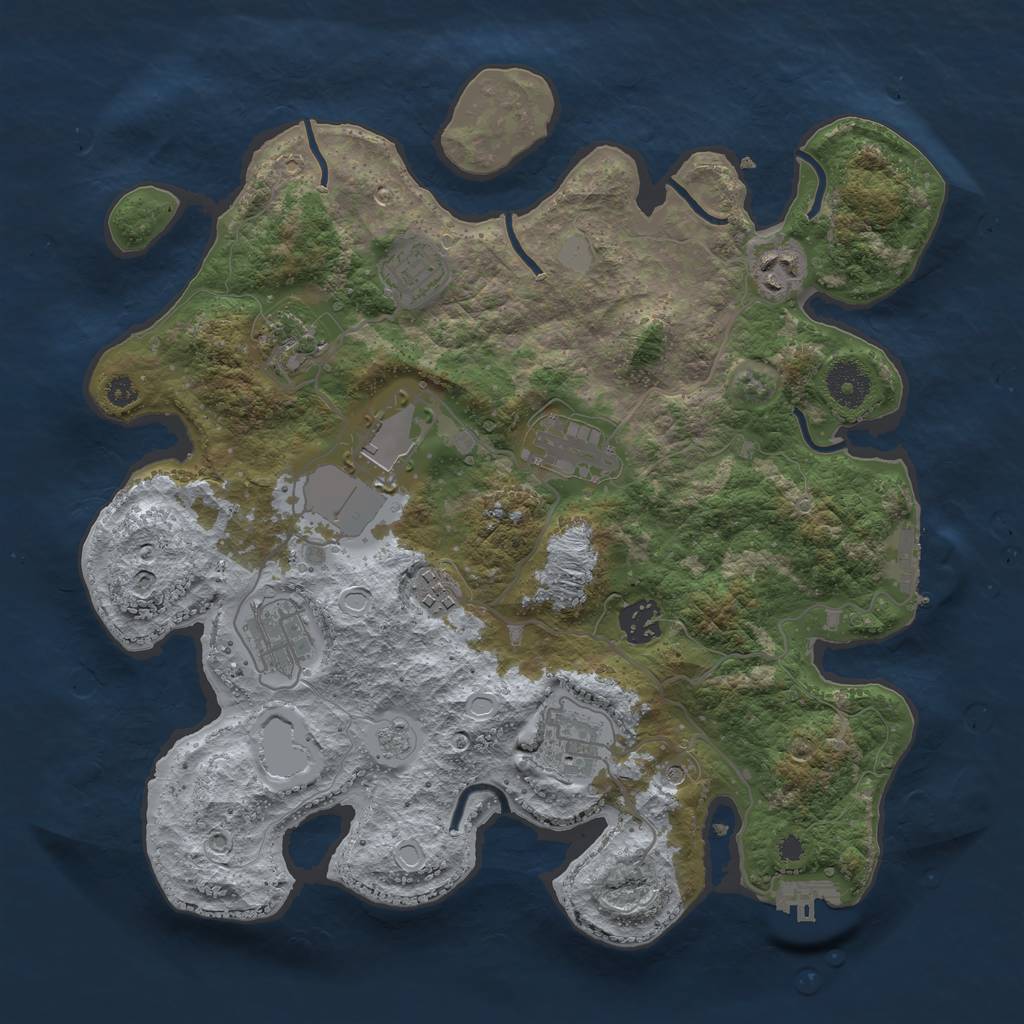 Rust Map: Procedural Map, Size: 3500, Seed: 23367, 18 Monuments
