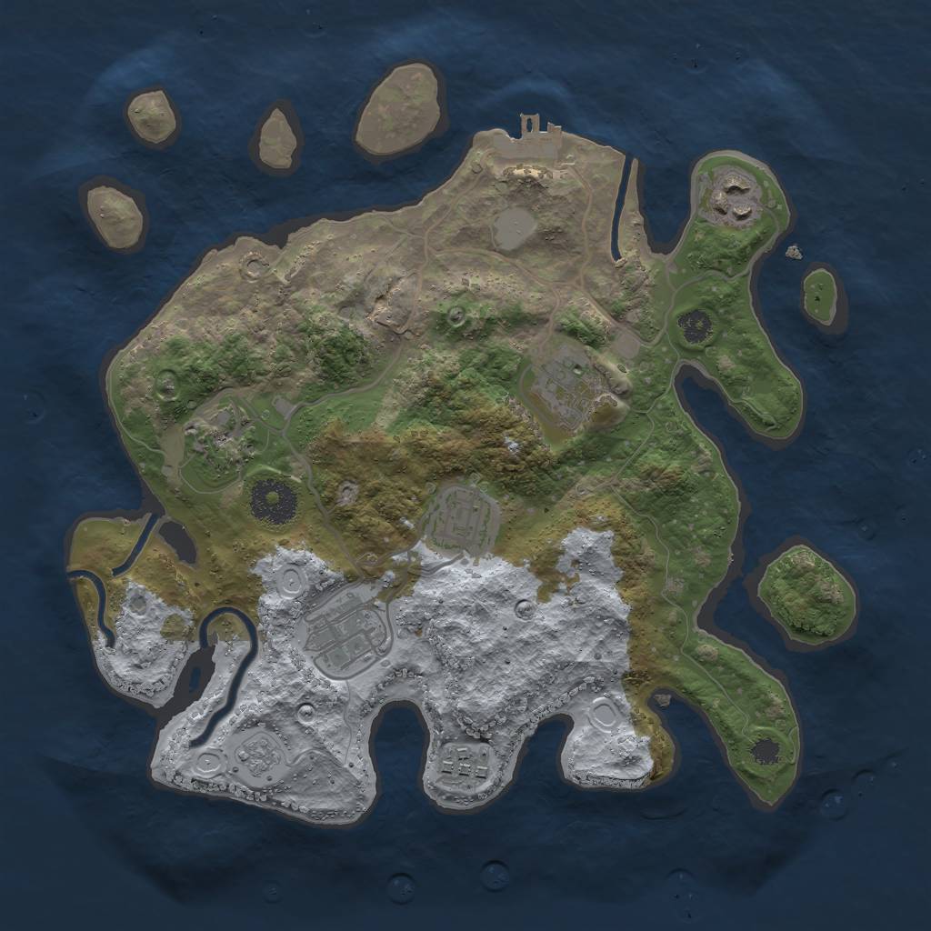 Rust Map: Procedural Map, Size: 3000, Seed: 502658467, 13 Monuments