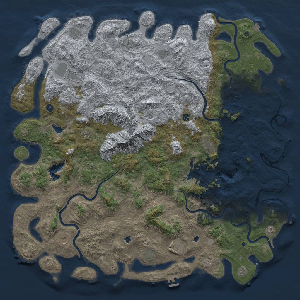 Rust Map: Procedural Map, Size: 6000, Seed: 346, 17 Monuments