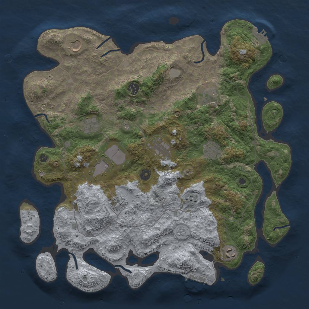 Rust Map: Procedural Map, Size: 4000, Seed: 74093, 19 Monuments