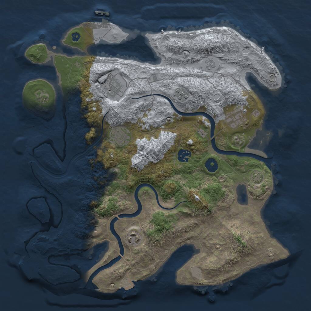 Rust Map: Procedural Map, Size: 3500, Seed: 72405054, 12 Monuments