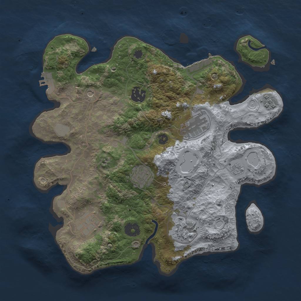 Rust Map: Procedural Map, Size: 3000, Seed: 1265171304, 13 Monuments