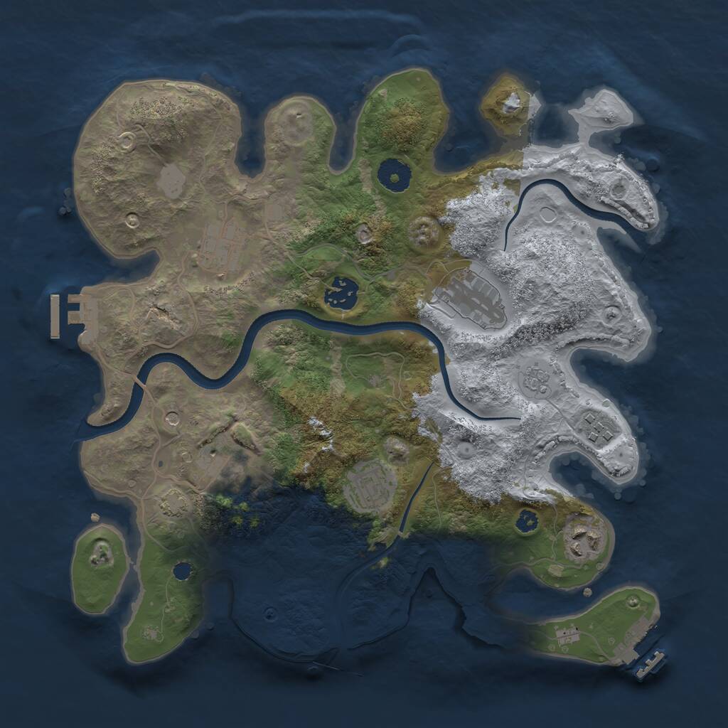 Rust Map: Procedural Map, Size: 3299, Seed: 1014596441, 13 Monuments