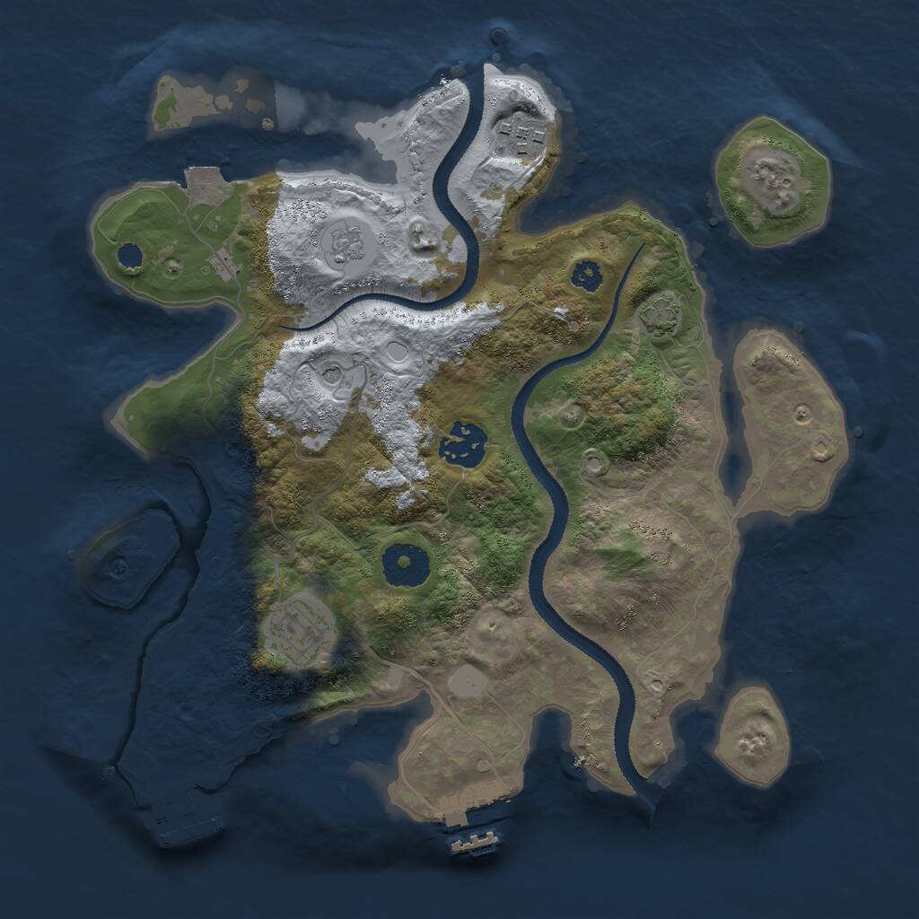 Rust Map: Procedural Map, Size: 3000, Seed: 8675463, 9 Monuments