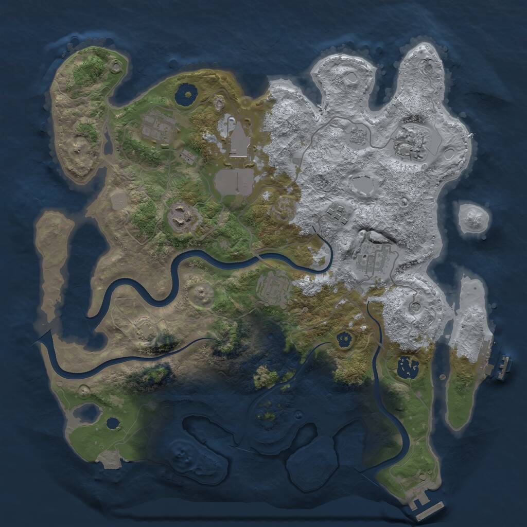 Rust Map: Procedural Map, Size: 3500, Seed: 393146160, 14 Monuments