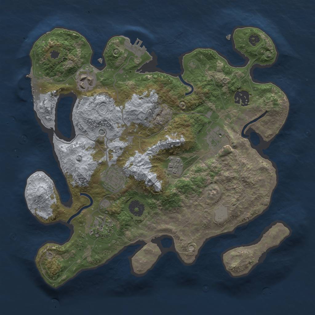 Rust Map: Procedural Map, Size: 3000, Seed: 2091054866, 14 Monuments