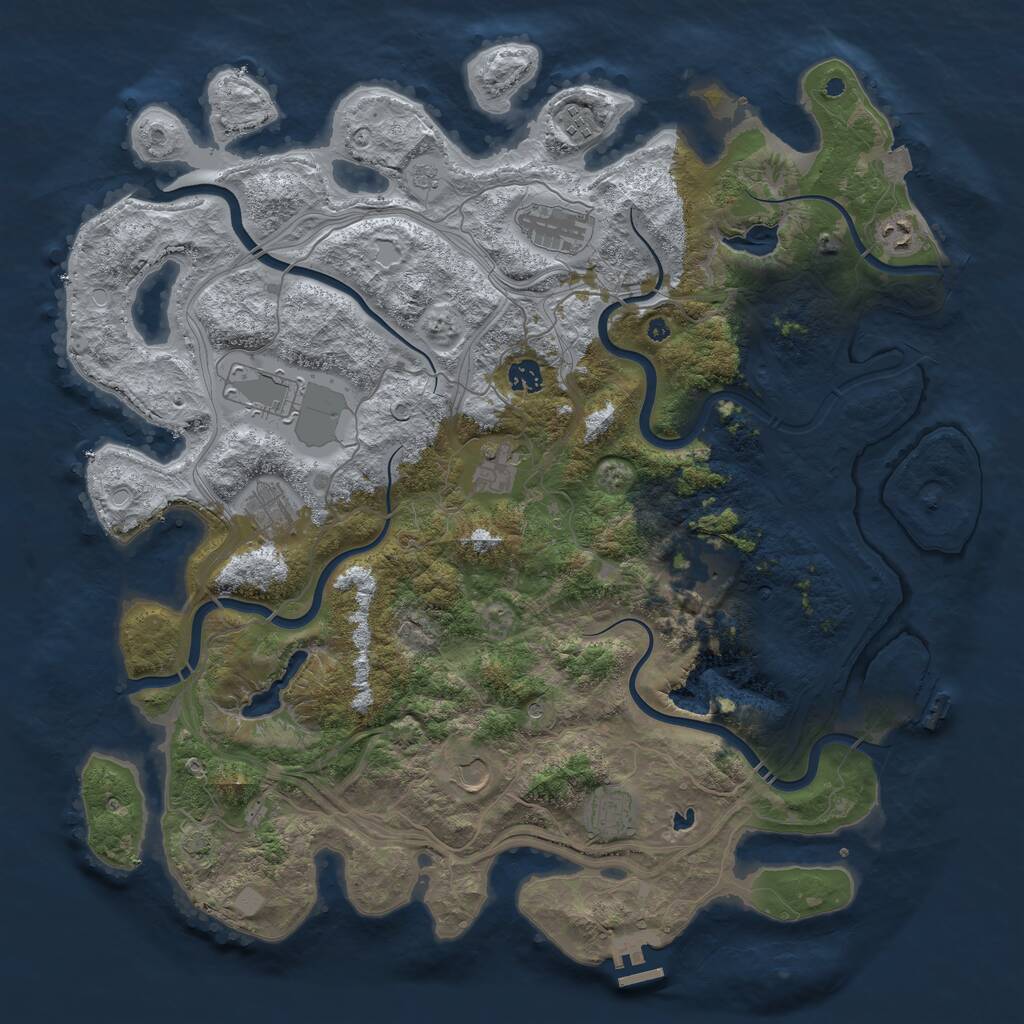 Rust Map: Procedural Map, Size: 4500, Seed: 1741272203, 16 Monuments