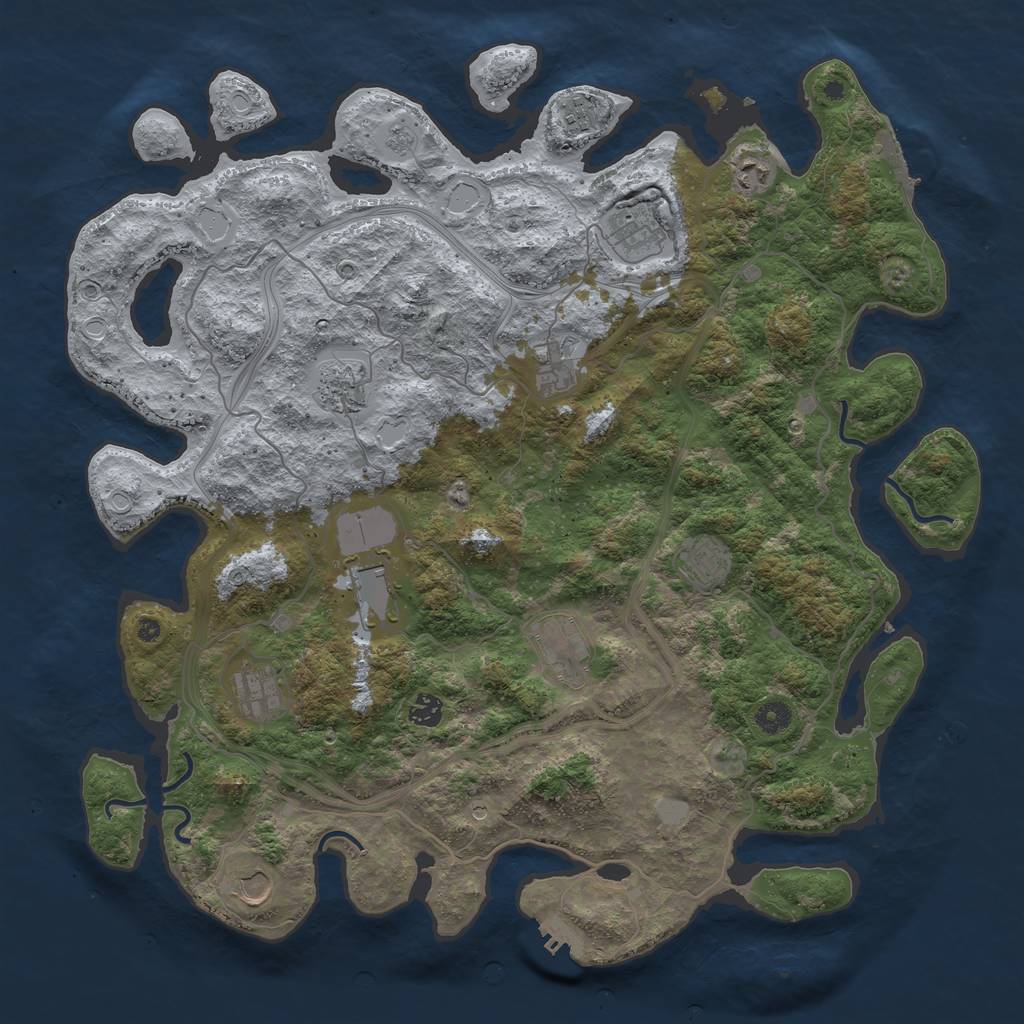 Rust Map: Procedural Map, Size: 4500, Seed: 1741272203, 18 Monuments
