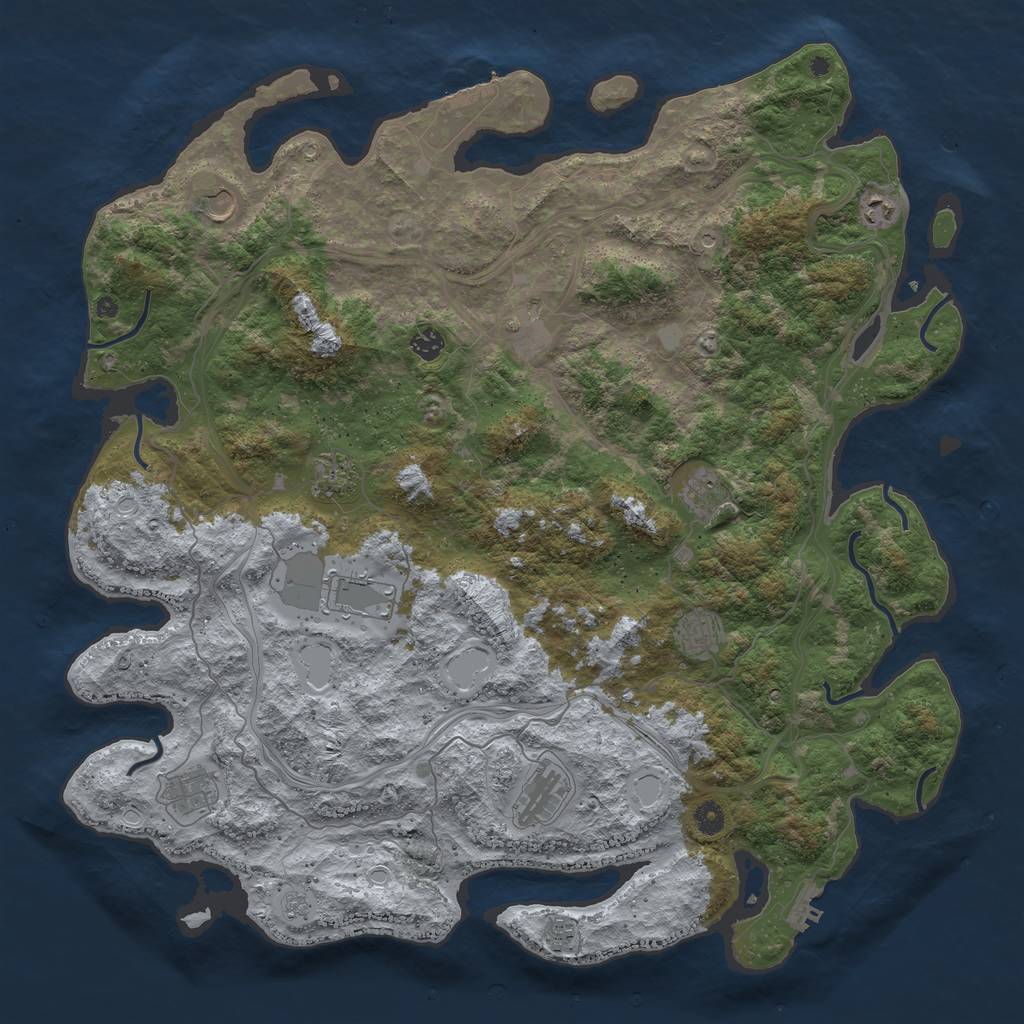 Rust Map: Procedural Map, Size: 4800, Seed: 100848731, 18 Monuments