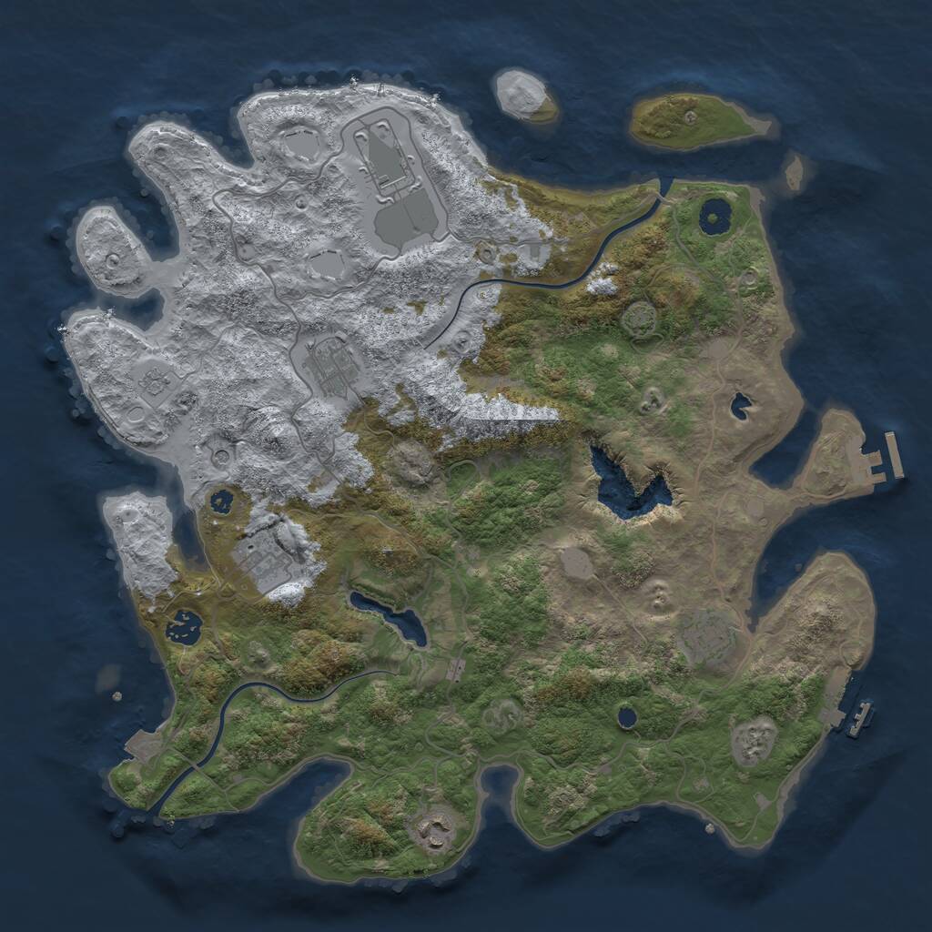 Rust Map: Procedural Map, Size: 4000, Seed: 831153, 12 Monuments