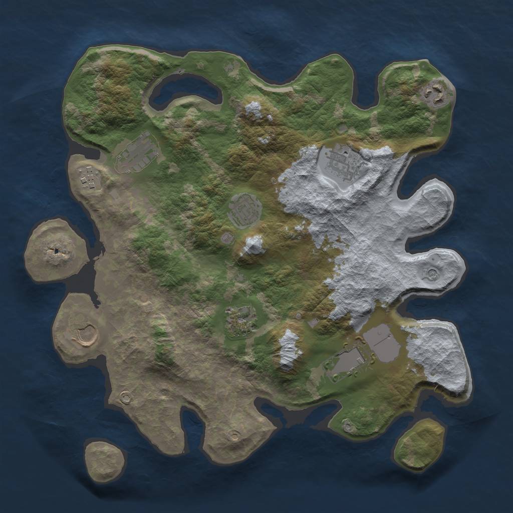 Rust Map: Barren, Size: 3500, Seed: 1801495059, 11 Monuments