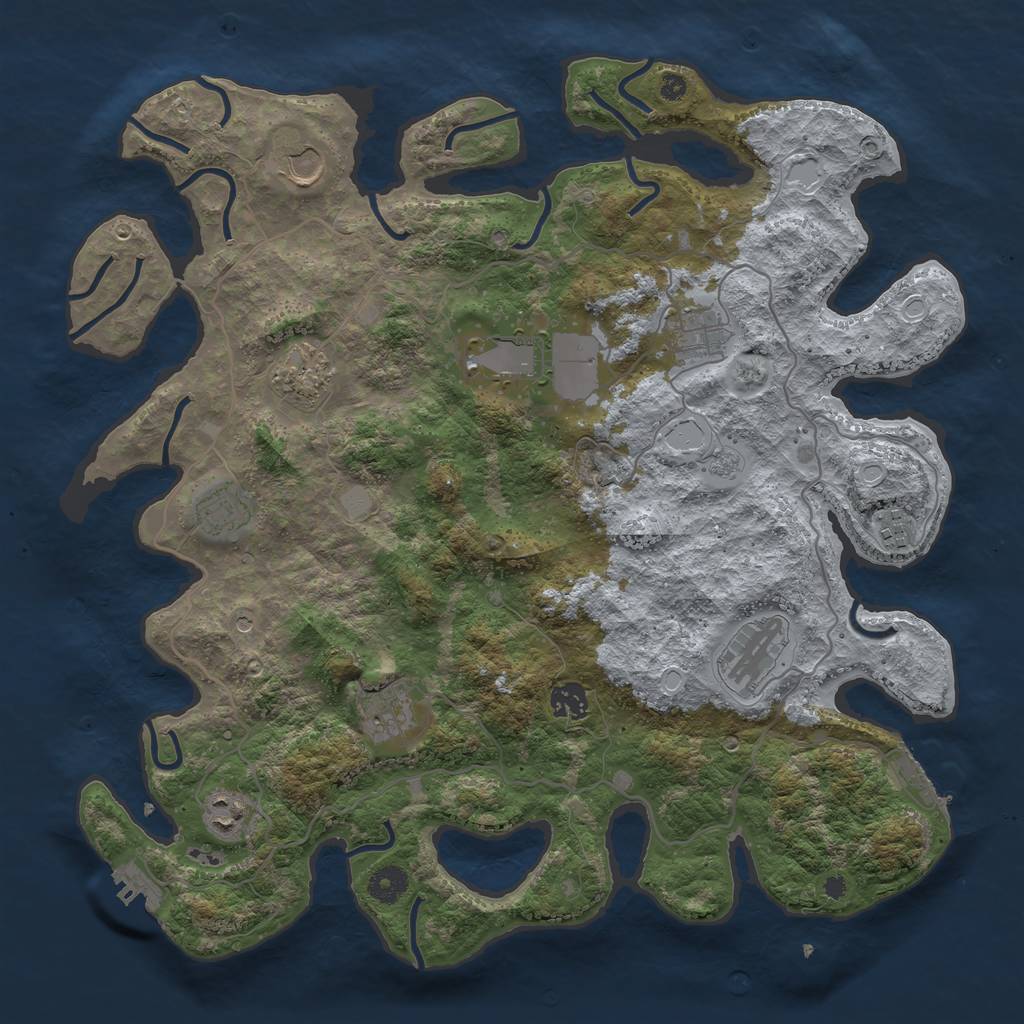 Rust Map: Procedural Map, Size: 4000, Seed: 494483575, 17 Monuments