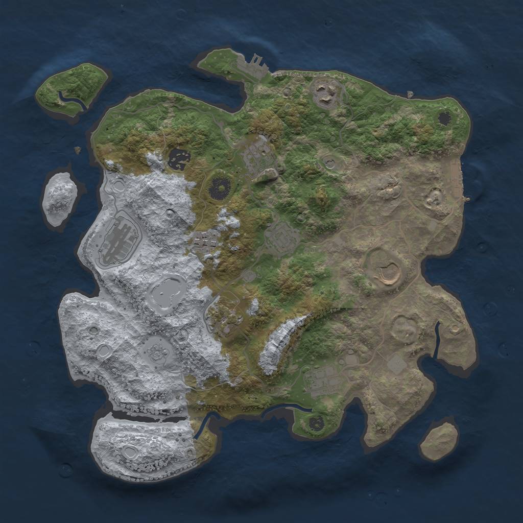 Rust Map: Procedural Map, Size: 3500, Seed: 1901919155, 18 Monuments