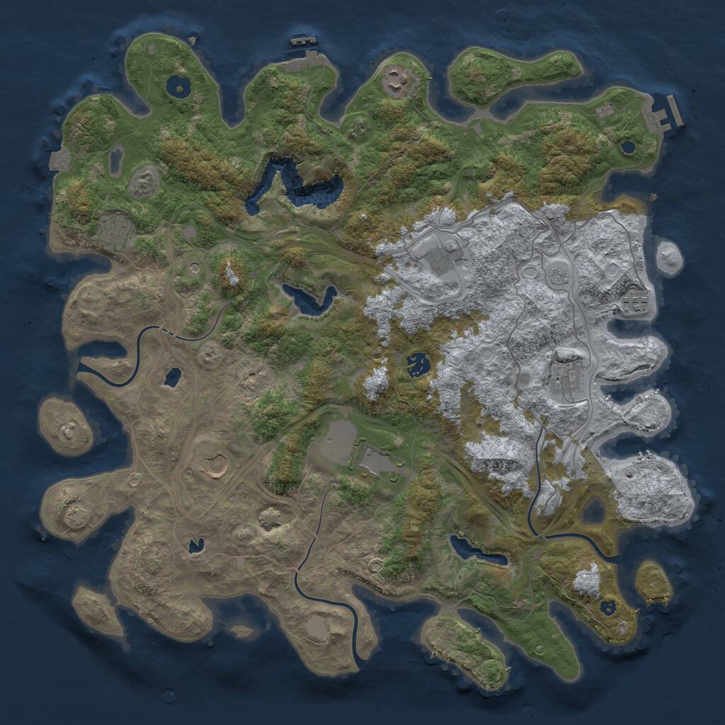 Rust Map: Procedural Map, Size: 4500, Seed: 1454910918, 14 Monuments