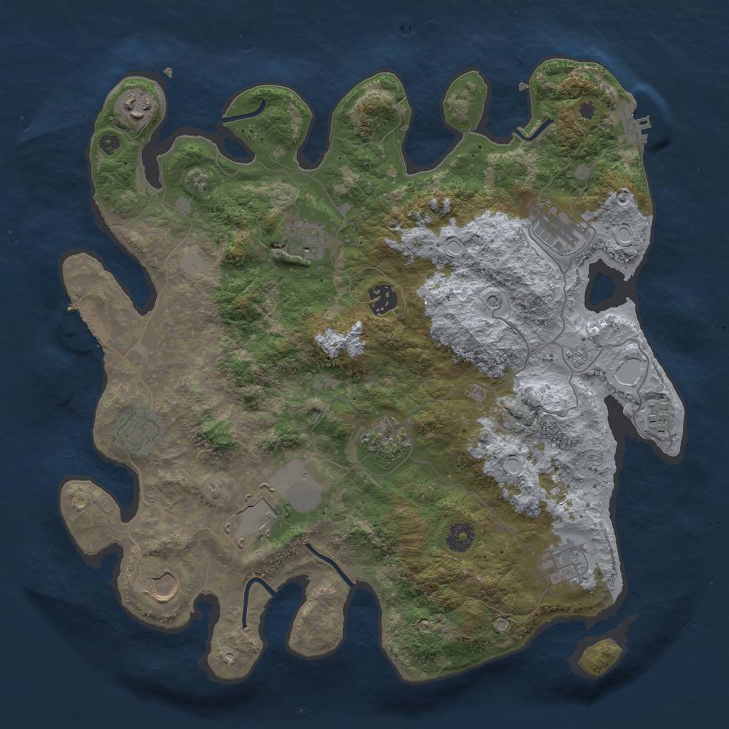 Rust Map: Procedural Map, Size: 3700, Seed: 610025907, 17 Monuments