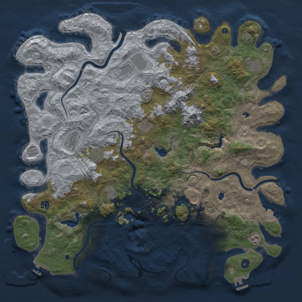 Rust Map: Procedural Map, Size: 5000, Seed: 6172894, 17 Monuments