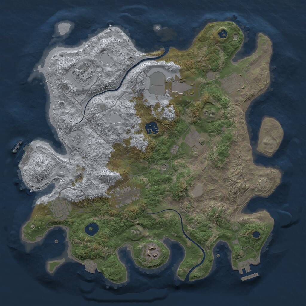 Rust Map: Procedural Map, Size: 3500, Seed: 14714291, 14 Monuments