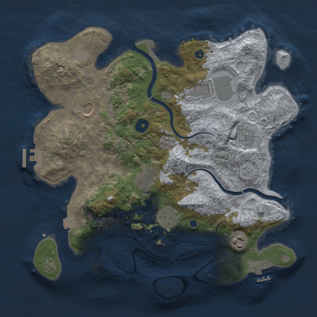 Rust Map: Procedural Map, Size: 3500, Seed: 78774834, 13 Monuments