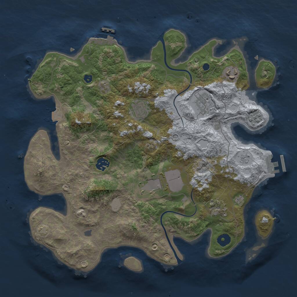 Rust Map: Procedural Map, Size: 3500, Seed: 86577742, 13 Monuments